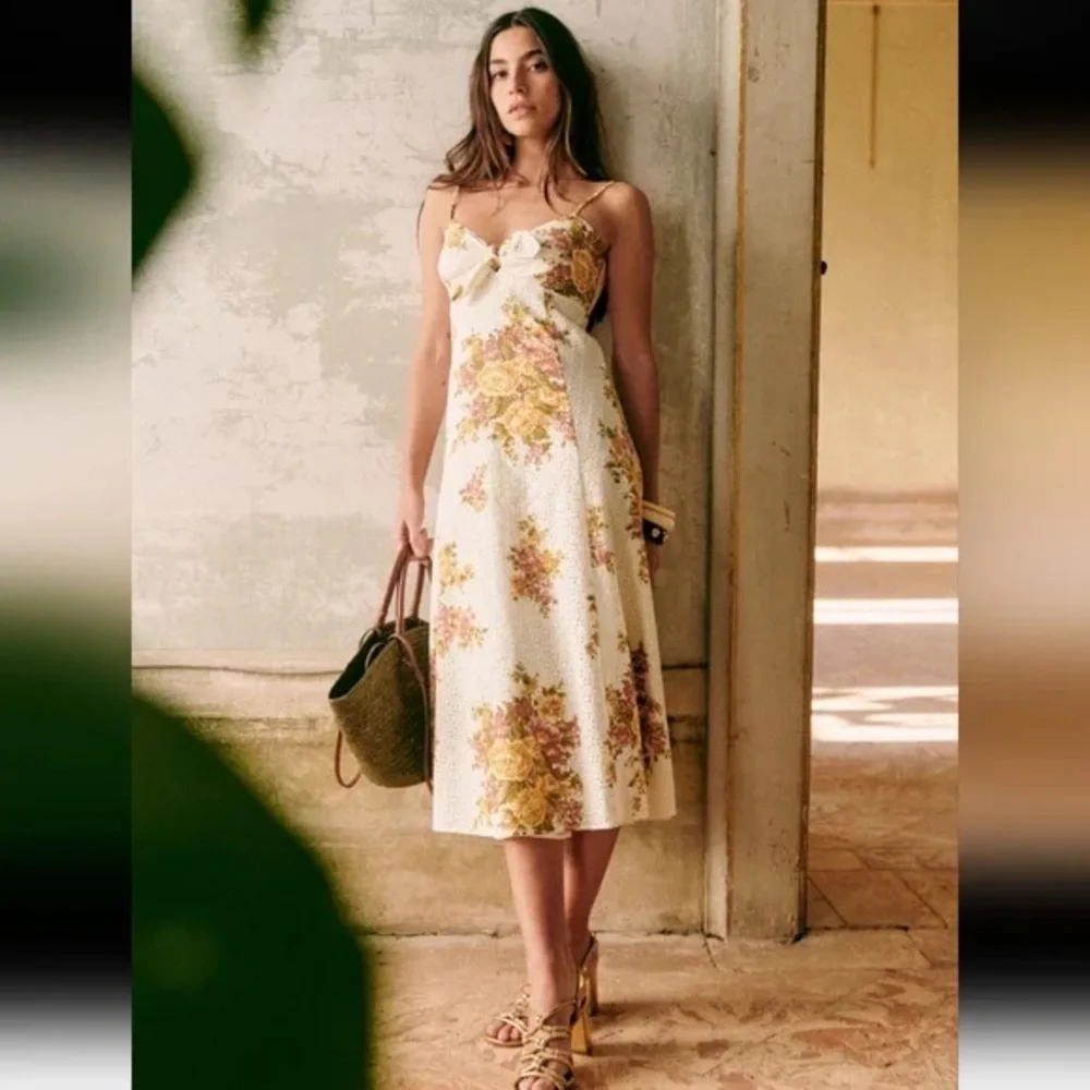 Sold!! New with tags Sezane chiaretta floral eyelet dress size 34/ us 2 - Picture 1 of 14